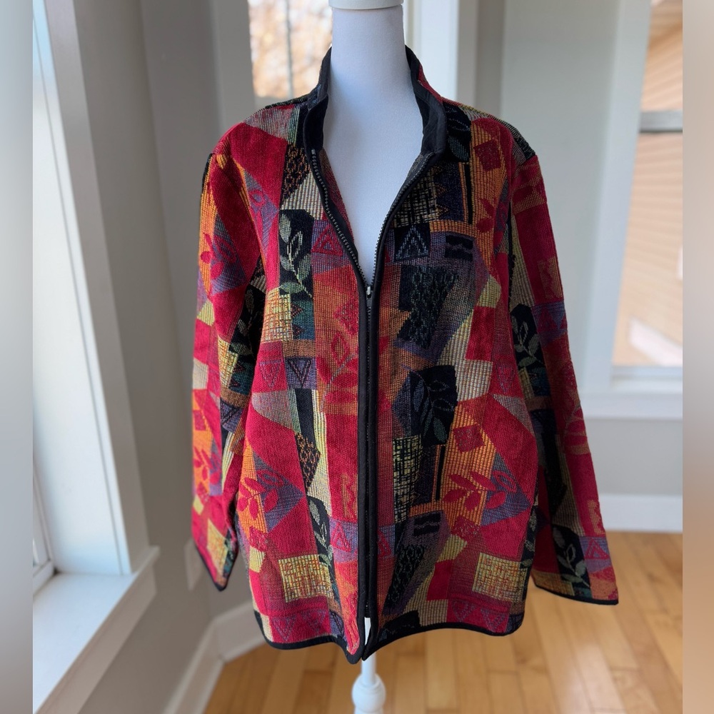 Vintage Coldwater Creek Colorful Tapestry Jacket Size 2X - Picture 11 of 12